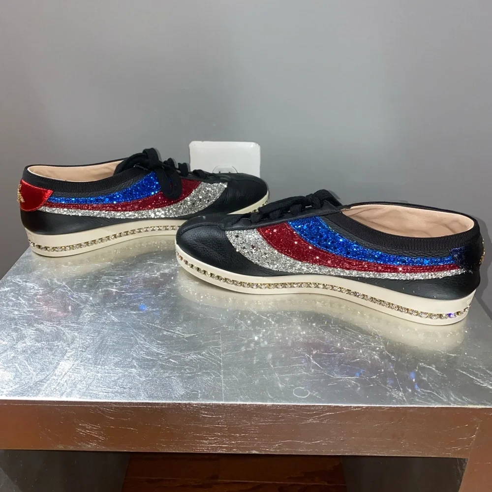 Leather Colorblock Pattern Sneakers - Picture 4 of 6